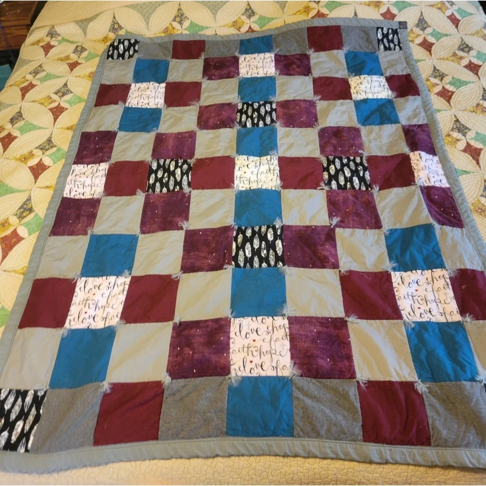 Patchwork Throw Lap Blanket Quilted Granny Square Cottage Home Decor 47.5